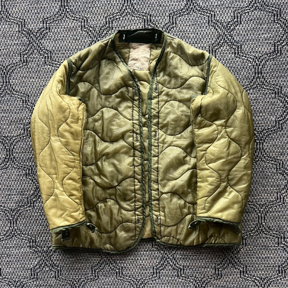 Vintage Cold Weather Jacket Mens Medium Green Quilted Liner Field Layer 60s 70s